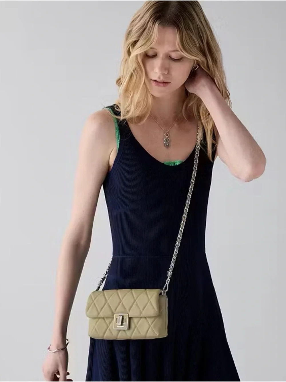 ♠️Kate Spade New York Carey Quilted Leather Mini Crossbody, Elm Green NWT